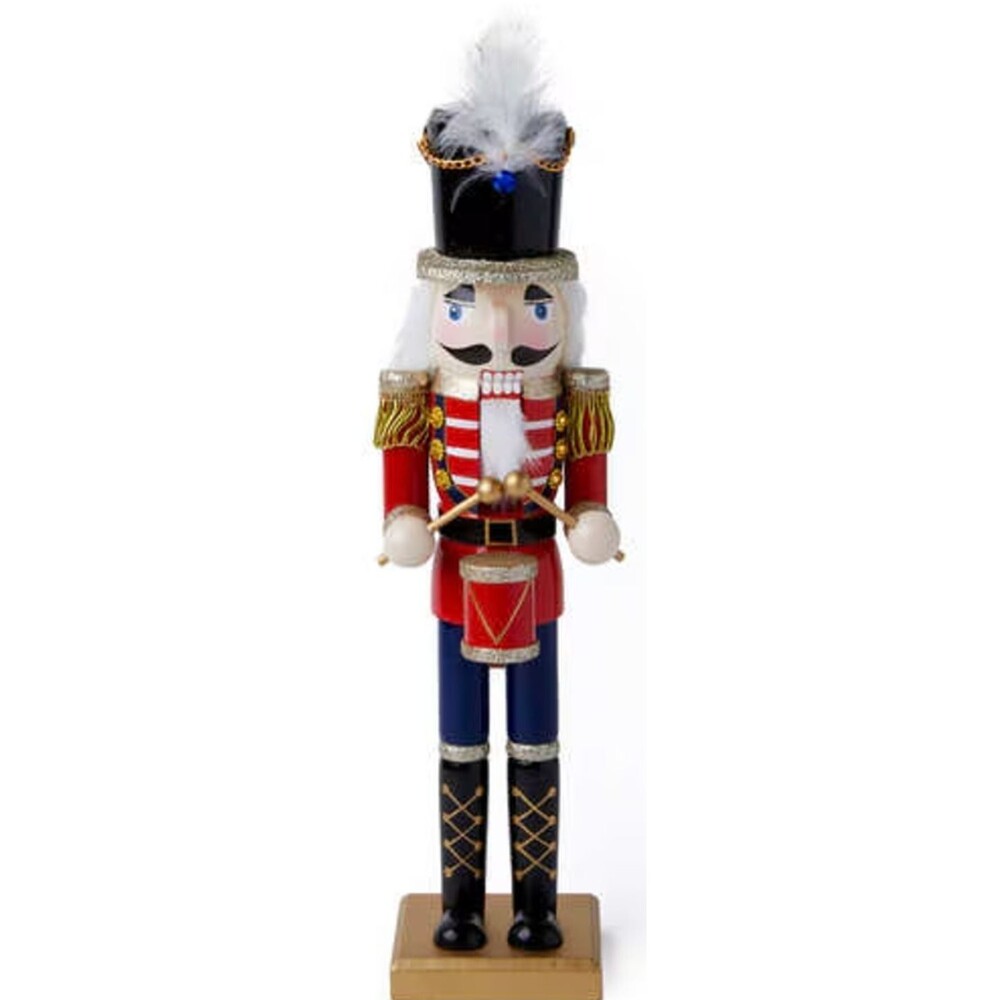 Wooden Christmas Nutcracker,15", WHITE SOLDIER IN RED & BLUE UNIFORM W/DRUMS,P&T